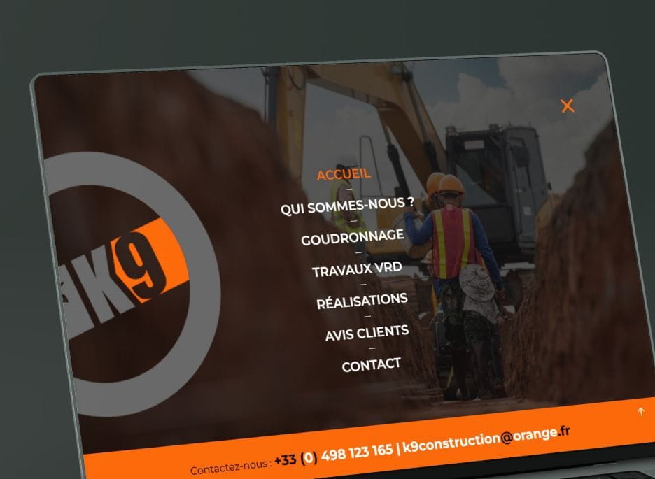 k9 construction mockup menu