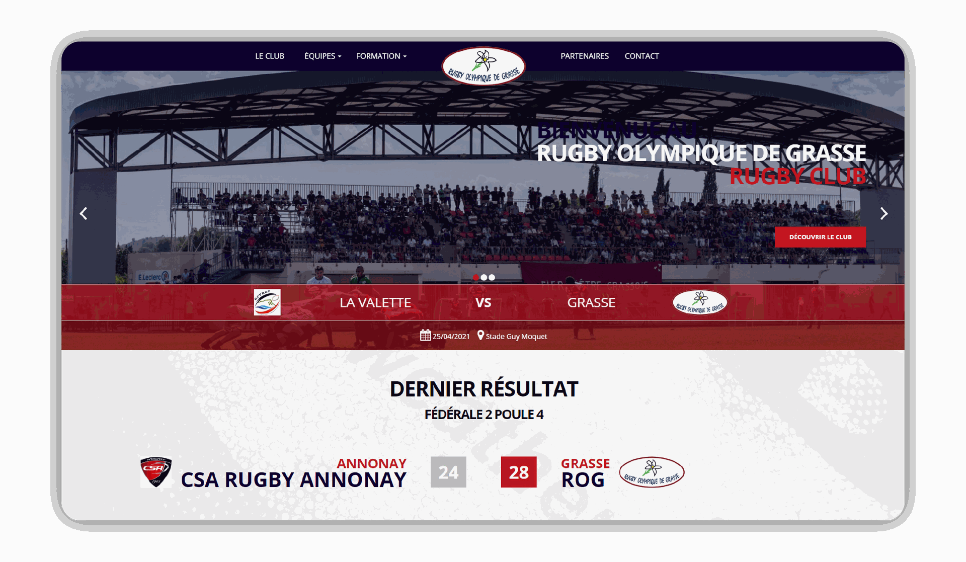Création site internet prestataire Rugby Olympique de Grasse