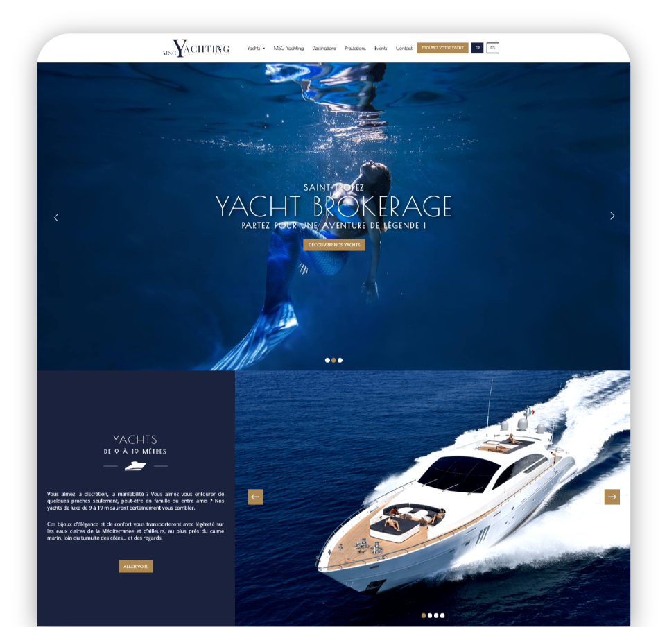 Création site internet Nautisme MSC Yachting